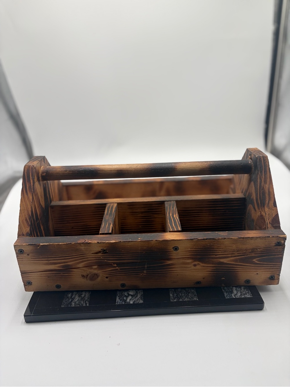 Rustic Wooden Caddy Organizer in Brown - Home Bath